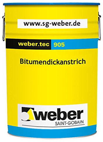 weber.tec 905 - Bitumendickanstrich, Bitumen, Bitumenanstrich 33L - schwarz, sehr gute Haftung wasserundurchlässig hohe Witterungsbeständigkeit