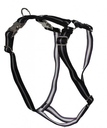Feltmann Premium Hundegeschirr mit Alu-Max®, Soft- Nylonband, 40-60cm, 15mm, Streifen schwarz