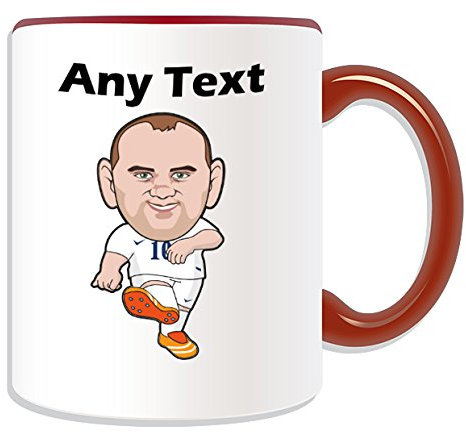 Personalised Gift - Wayne Rooney Mug (Football Star Design Theme, Colour Options) - Any Name/Message on Your Unique Mug - English Premier League United - Mark England