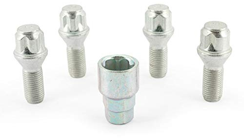 H&R Felgenschloss-Set M14x1.50x26mm Kegelbund - 4 Felgenschloss-Schrauben inkl. Adapter