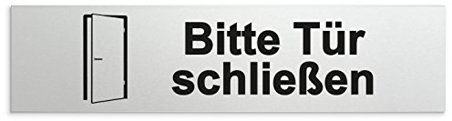 Türschilder24 Aluminium Türschild Bitte Tür schließen 160 x 40 x 1,5mm (Oberfläche veredelt) • Selbstklebend