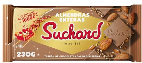 Suchard Turrón De Chocolate Con Leche Y Almendras Enteras Navideño - Tableta De G, Navidad Y Fiestas, 260 Gramo