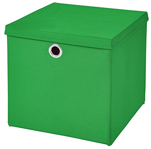 CM3 1 Stück Grün Faltbox 32 x 32 x 32 cm Aufbewahrungsbox faltbar mit Deckel