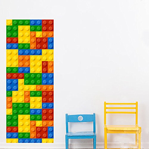 Lily&her Friends – DIY Türaufkleber Wandaufkleber Wandbild 3D Fototapete PVC wasserdicht ablösbar selbstklebend Aufkleber für Schlafzimmer Badezimmer Kinderzimmer Heimdekoration 77x200cm (Kinder Lego)