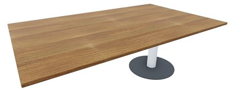 Geramöbel Konferenztisch Tellerfuß, Endelement mit 1 Fuß und Verkettungsmaterial, Feste Höhe, 2000x1200x720, Nussbaum