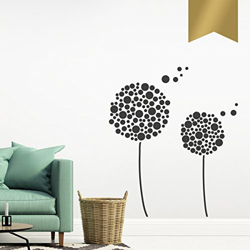 WANDKINGS Wandtattoo - Punkte Pusteblumen - 74 x 85 cm - Gold - Wähle aus 5 Größen & 35 Farben