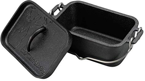 Captain Stag UG-3062 Dutch Oven, Iron Casting, Square Type, Dutch Oven, Mini, Width 8.1 x Depth 5.1 x Height 3.5 inches (205 x 130 x 90 mm), Full Capacity 25.4 fl oz (750 ml), No Seasoning Required