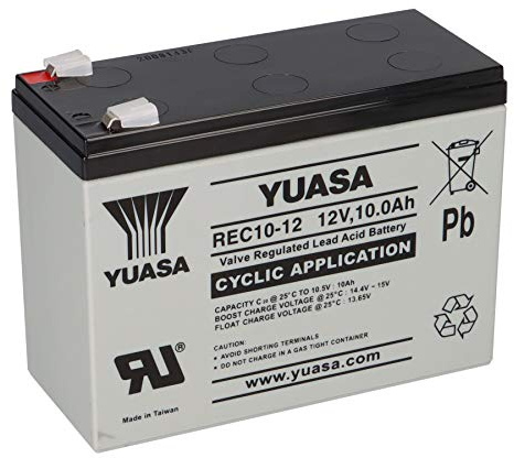 Yuasa Batterie au plomb REC10-12 12 V 10 Ah 6,3 mm Faston extrêmement résistante aux cycles Compatible WP10-12SE MP10-12S MP10-12C