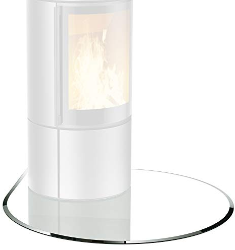 BIJON Glasplatte Tropfenbogen für Kaminofen mit Dichtlippe, Glasbodenplatte - Funkenschutzplatte Glas mit Facettenschliff, Kamin Hitzeschutz, ESG Sicherheitsglas 125 x 125 cm x 8 mm