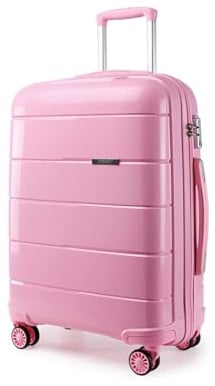 KONO Trolley Bagaglio a Mano Rigida Premium Polipropilene Valigia con TSA Lucchetto e 4 Ruote Girevoli (Rosa, L (74cm - 105L))
