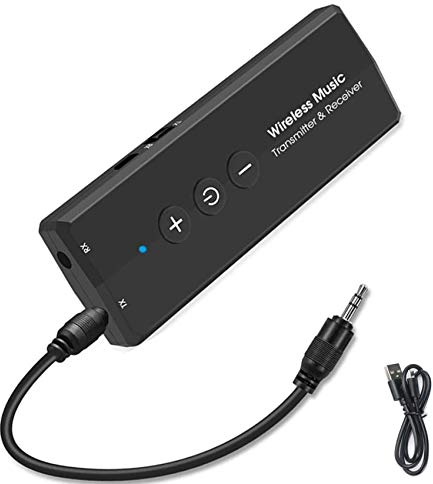 EasyULT 3 in 1 Bluetooth 5.0 Transmitter Empfänger, Wireless Adapter Audio Sender/Receive mit 3.5mm Audio Kabel für Kopfhörer Lautsprecher Radio Auto TV PC Laptop, 10M Distanz