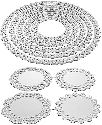 2 Set Flower Dies for Card Making, FineGood 9 PCS Metal Cutting Dies Circle Lace Die Cuts DIY Craft Die Cutters for Card Making Scrapbooking Album