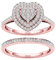 SDER 2 PièCes De Bague Pour Femme Bague Empilable En Or Rose Bague En Forme D'Amour En Diamant Complet De Haute Qualité Bague En Diamant Sculpté Creux De Mode Bijoux Magnifiques (Or rose, 10)
