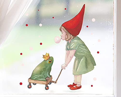TinyFoxes Fensterbild Froschkönig Spaziergang - märchenhafte Motive für die Fensterdeko für das Kinderzimmer - selbsthaftend und wiederverwendbar - handgezeichnet von Kristin Franke