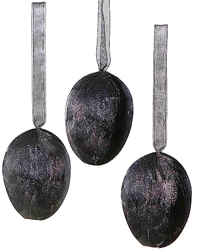 Deko-Feder-Ostereier Dummy Deko-Eier Fake Kunststoff-Eier Osterdeko schwarz 8 cm
