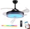 DFL 36 Bluetooth Ceiling Fan with Light, Fandelier, Dimmable Retractable Ceiling Fan Light and Bluetooth Speaker RGB Color Change with Remote Controller for Living Room/Bedroom Music Black