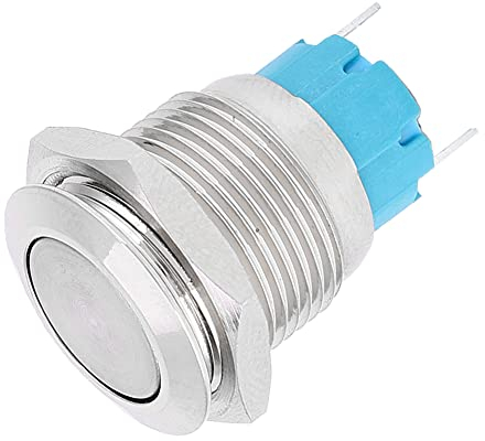 Druckschalter 5 Stück 16 mm Druckschalter 2-polig Schließer Flachkopf Metall wasserdichter Druckschalter