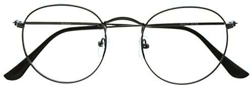 OPULIZE Sol B94 - Occhiali con blocco della luce blu, stile retrò, riducono i riflessi, anti-mal di testa, migliorano il sonno, per giocare al computer, per uomo e donna, Grigio canna di fucile