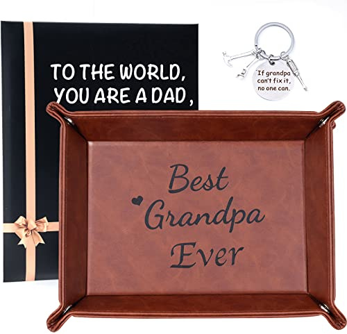 Grandpa Gifts from Grandchildren Best Grandpa Gifts for Grandpa Birthday Gifts Fathday's Day Presents PU Leather Tray Gift