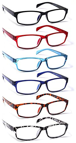 Kerecsen 6 Pack Fashion Reading Glasses for Women Men Blue Light Blocking Anti UV Readers with Spring Hinge
