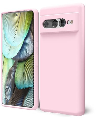 oakxco for Google Pixel 7 Pro Phone Case Liquid Silicone, Thin Slim Soft Rubber TPU Plain Smooth Gel Cover for Women Girl Aesthetic Design, Matte Solid Protective & Shockproof Bumper, Rose Light Pink