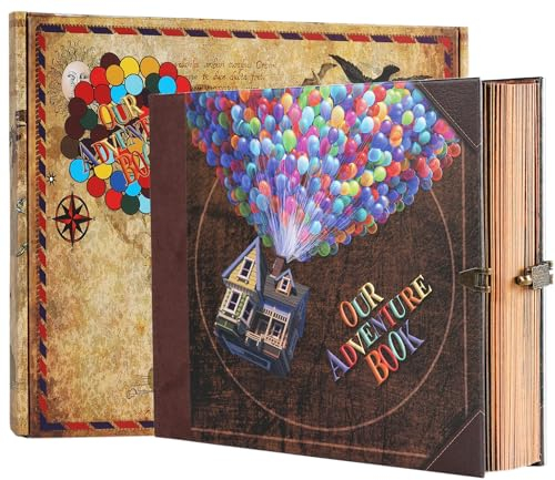 Scrapbook-Fotoalbum, Unser Abenteuerbuch, Sammelalbum, geprägte Wörter, fester Einband, Film-Up, Reisen, Sammelalbum für Jahrestag, Hochzeit, Reisen, Babyparty usw. (Abenteuerbuchball)