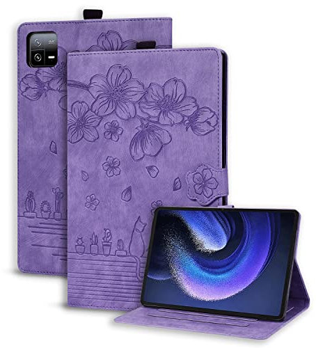 Succtopy Funda para Xiaomi Pad 6/Pad 6 Pro 11 Pulgadas 2023,Ultra Slim PU Protectora Tableta Cover para Xiaomi Pad 6 11 2023,Carcasa con Función de Soporte Xiaomi Pad 6 Pro 11 2023,Violeta