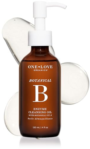 One Love Organics Botanical B Enzyme Cleansing Oil – Hydrating Oil Cleanser for Double Cleansing, Makeup Remover for Face, Cruelty Free 4 oz