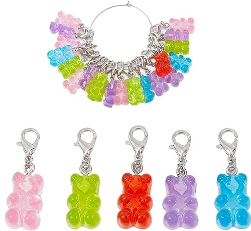 SUNNYCLUE 1 Box 30 Stück Maschenmarkierer Strickbär Maschenmarkierer Charms Strickmarkierer Niedlicher Leverback Maschenmarkierer Zum Stricken Weben Nähen Handarbeiten Frauen DIY Basteln Geschenk