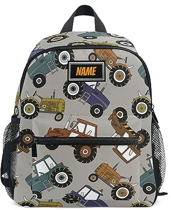 Kleinkind-Rucksack für Jungen/Mädchen, niedlicher Kindergarten Schultasche Büchertasche Reise Tagesrucksack mit Brustgurt, Maßgeschneiderte Baumaschinen, Traktoren, LKW, Einheitsgröße