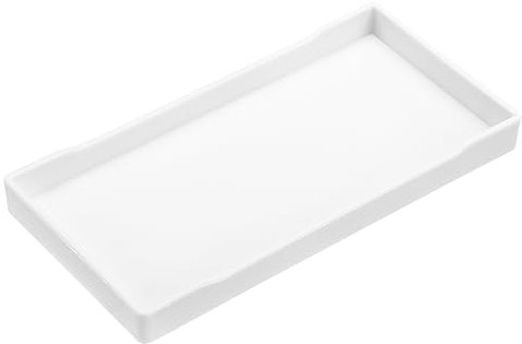 uxcell Serving Tray Small White Mini Tray 4 x 8 Plastic Rectangular Wooden Serving Trays Decorative Ottoman Platter for Breakfast Kitchen Bathroom