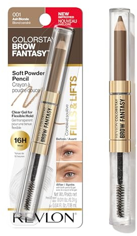 Revlon ColorStay Brow Fantasy, All In One Eyebrow Powder Pencil with Shaping Clear Gel, Gel Infused with Panthenol, Smudge-proof, 16HR Visibly Full Brows, 001 Ash Blonde