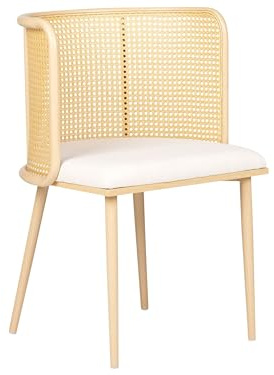 Beliani Stühle 2er Set beige/Heller Holzfarbton Metall Wiener Geflecht Retro Kobuk