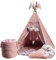 GOLDEN Kids Tent Teepee mit Bodenmatte, Kissen & Bällen - Tipi Zelt Kinderzimmer - Tippi Kinderzelt Mädchen - Tipi Zelt für Kinder - Spielhaus Kinder Indoor - Indoor Spielgeräte - Rosengarten