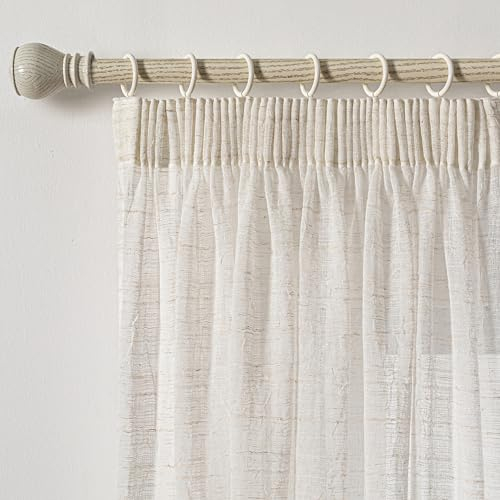 MYSKY HOME Vorhänge Gardinen mit Kräuselband Wohnzimmer Vorhang 2er Set Boho Gardine Leinenoptik H 260 x B 140 cm Natürlicher Stil Halbtransparent Falte Curtains, Beige.