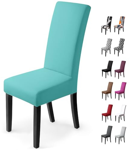 BalladHome Stuhlhussen 6 Stück Stretch-Stuhlbezug Elastische Moderne Husse Stretchhusse Stuhlbezug Stuhlüberzug Bi-Elastic Spannbezug Sehr Pflegeleicht und Langlebig Universal (6 Stück, Pfau Blau)