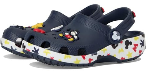 Crocs Unisex-Child Kids' Disney Clog | Mickey Minnie Mouse Shoes, Navy/Mickey Jibbitz, 8 UK Child
