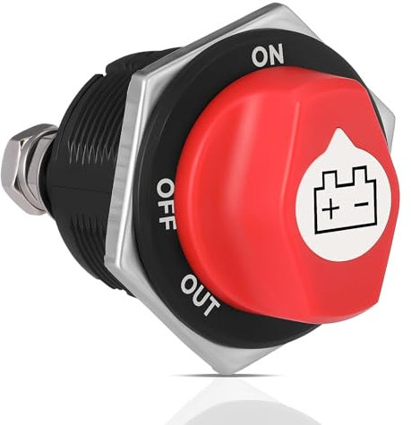 GEARLEADER Car Battery Disconnect Switch Isolator, 200A 12-32V DC ON-OFF-OUT Battery Power Cut Off Kill Switch for Marine Boat Caravan Car Vehicles RV ATV