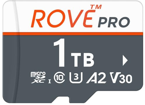 ROVE PRO Micro SD Card microSDXC 1TB Memory Card with Full-Size SD Adapter 100MB/s Read Speed, C10, U3, V30, 4K, A2 for Dash Cam, Android Smart Phones, Tablets, Games