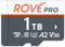 ROVE Pro Micro-SD-Karte, microSDXC, 1 TB, Speicherkarte mit SD-Adapter in voller Größe, 100 MB/s Lesegeschwindigkeit, C10, U3, V30, 4K, A2 für Dashcam, Android-Smartphones, Tablets, Spiele