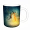 KDWJS Tasse Keramik Kaffeetassen Große 11oz Tassen 330ml Trinkgläser Mit Griff Personalisierte Geschenk Weiß,Fliegender Fantasydrache in der Nacht