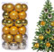 Truevaste Weihnachtskugeln Glas Gold, 36 Stück Christbaumkugeln, 6CM Glänzende, Perlglänzende und Matte Kugeln, Weihnachtsbaumkugeln für Christbaumschmuck