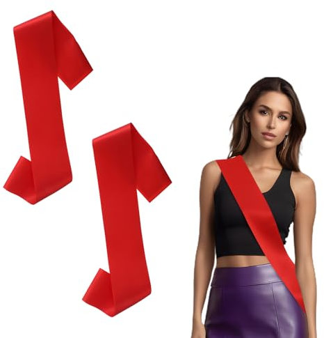 2stück Blanko Satin Schärpe Rote Schärpe Prom Queen Blanko Schärpen Einfache Schärpe Festzug Partyzubehör Schönheitswettbewerb Schärpen Stuhlschärpen zum Dekorieren Schärpen für Hochzeit Brautparty
