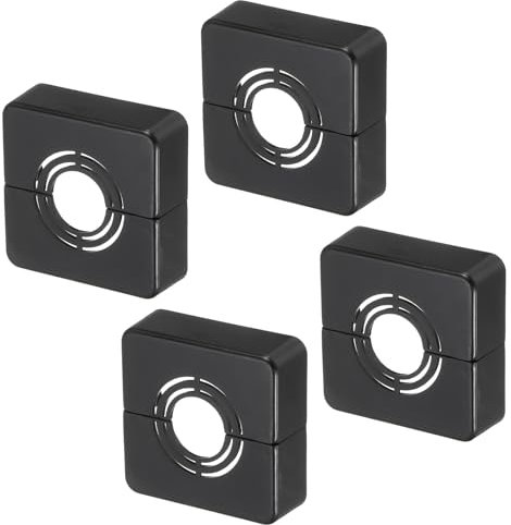 sourcing map 4pcs Shower Arm Flange 60mm/2.4 OD Escutcheon Plate ABS Square Plumbing Cover Plates for 20mm/0.8 Dia Water Pipe Faucet Decoration Accessories, Black