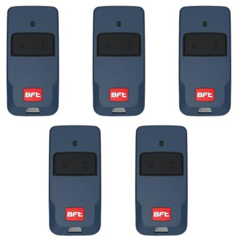 BFT MITTO COOL C2 (sostituisce MITTO 2B Ref: rcb02 r1) - Telecomando blu a 2 pulsanti per cancelli e porta del garage - 433,92 MHz - Codice girevole - U-Security (Blu Set di 5 telecomandi)
