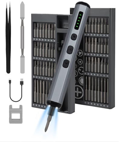 KENNEAS 70 in 1 Elektrischer Schraubendreher, 64 Magnetischer S2 Bits Mini schraubenzieher Set Elektrisch, Feinmechaniker Werkzeug Set, Kleiner Akkuschrauber, 4 LED-Lampen, 200 RPM, für Uhren/PC/Handy