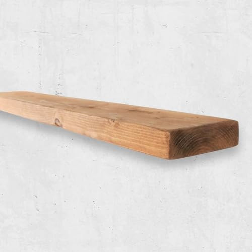 Chill House Flat Rustic Floating Shelf 6x1.5 inches, 200cm long - Tudor Oak Finish Reclaimed Wood Floating Shelves for Wall Decor, Rustic Wooden Shelves for Bedroom, Living Room, Kitchen, or Bathroom
