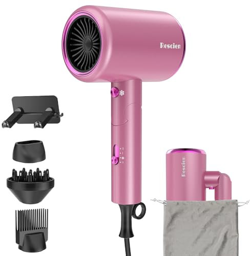 Haartrockner Ionen 2400W Föhn Fön Schnelltrocknen [2025 Neu] [leicht & kompakt] Profi Reisefön mit Heiß-/Kalttaste, 3 Heiz,3 Geschwindigkeiten/Salon Haarföhn mit 3 Aufsätze & Reisebeutel & Halter