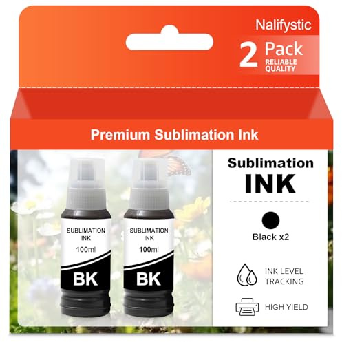 Nalifistic SUB Recharge d'encre de Sublimation Lot de 2, 200 ML pour imprimantes Jet d'encre EPS ET-2400,ET-2720,ET-2800,ET-2803 ET-2760(Version à Remplissage Automatique/Mise à Niveau/sans ICC)