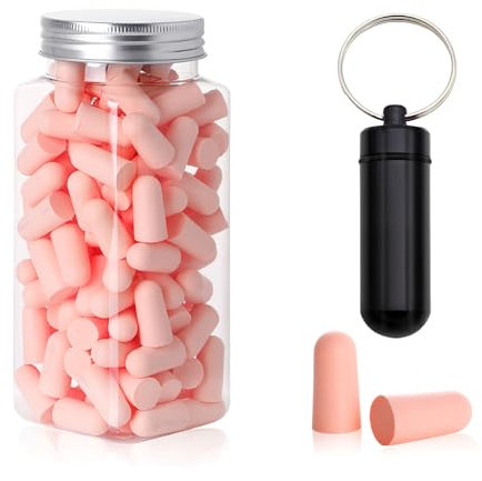 BORISCA 120 Stück Schlafen Ohrstöpsel 38 dB Höchstes Snr, Gehörschutzstöpsel Wiederverwendbare Schaumstoff Earplugs Ohrstöpsel Rosa zum Schlafen Soft für Schnarchen, Lernen, Reisen